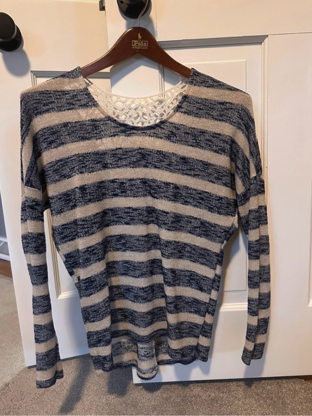 Charlotte Russe Striped Knit Top - Navy & Cream